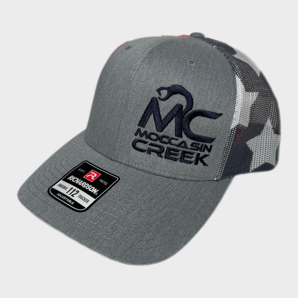 Moccasin Creek Hat (Gray & Patriotic) (***SALE***)
